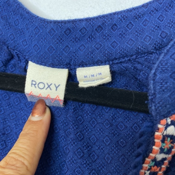 Roxy Navy Tank Top with Embroidered Trim boho - medium - Picture 2 of 8